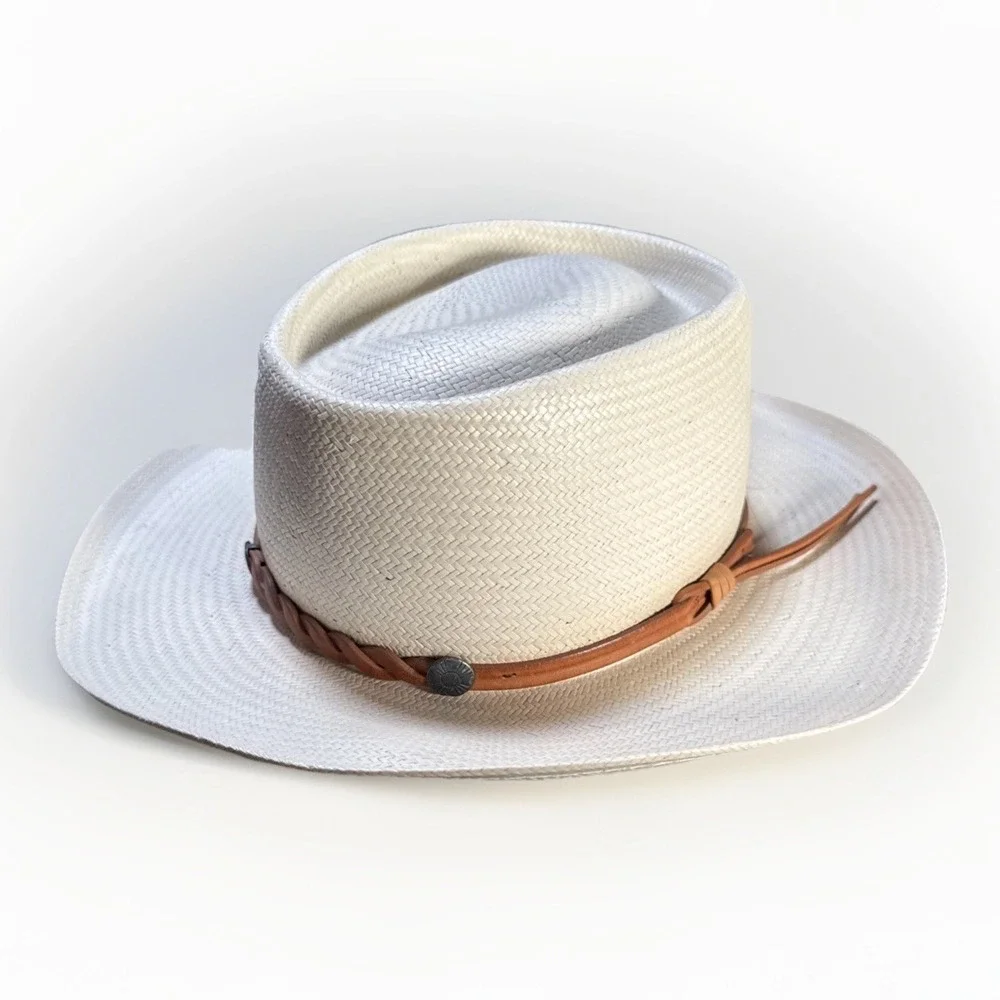 Vintage Beaver Brand "Panacool" Straw Hat Southwestern Fedora M 56-57 - Picture 2 of 8